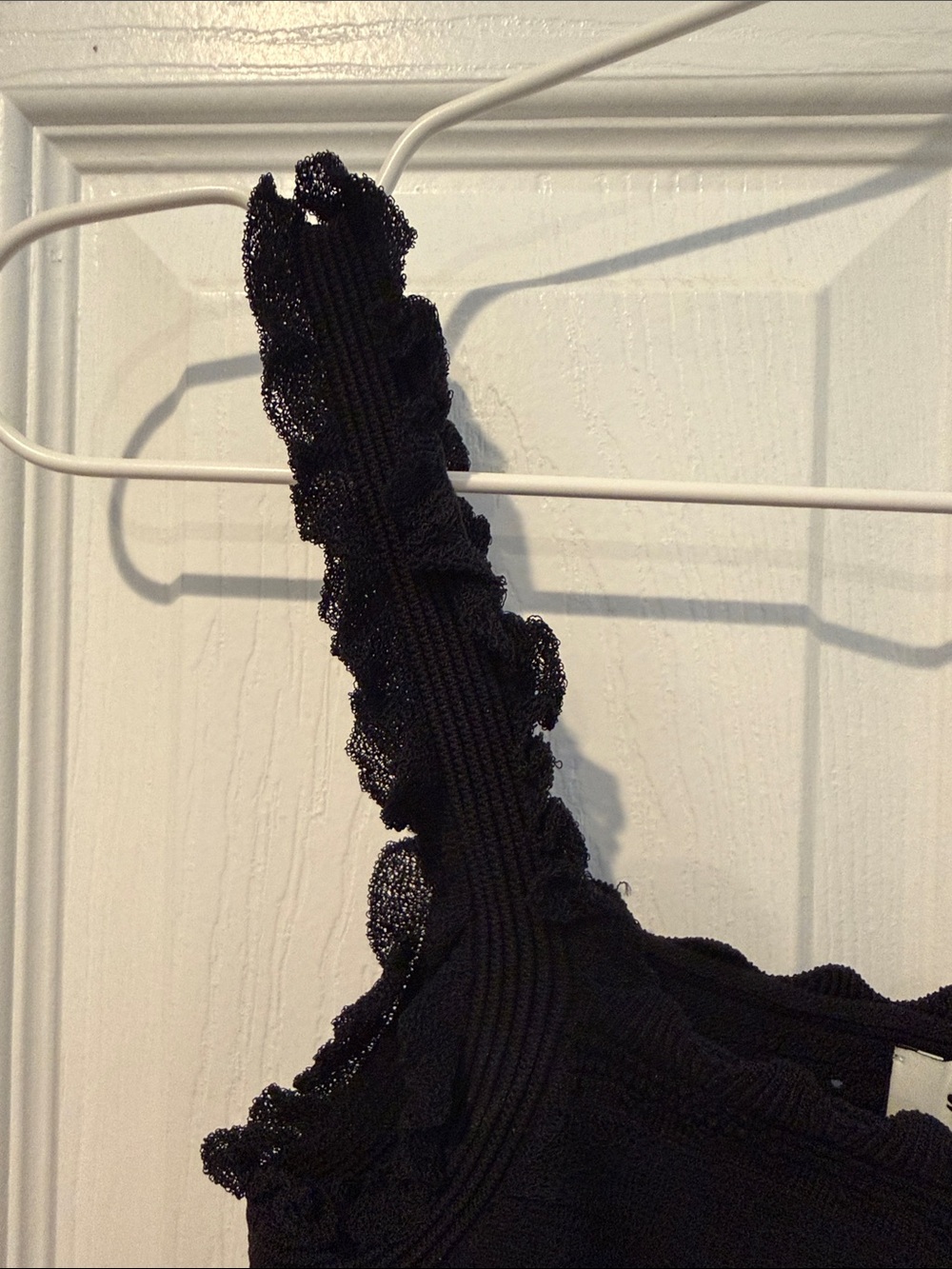 Sandro Black Ruffled Knit Cropped Tank - Picture 3 of 6